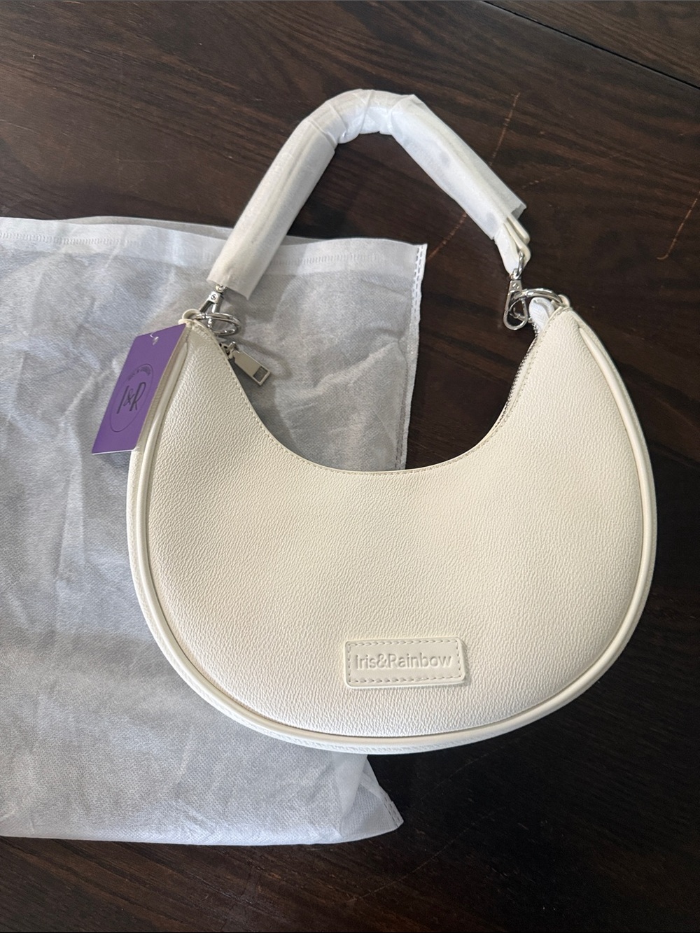 Iris and Rainbow VIP White Crescent Shoulder Bag